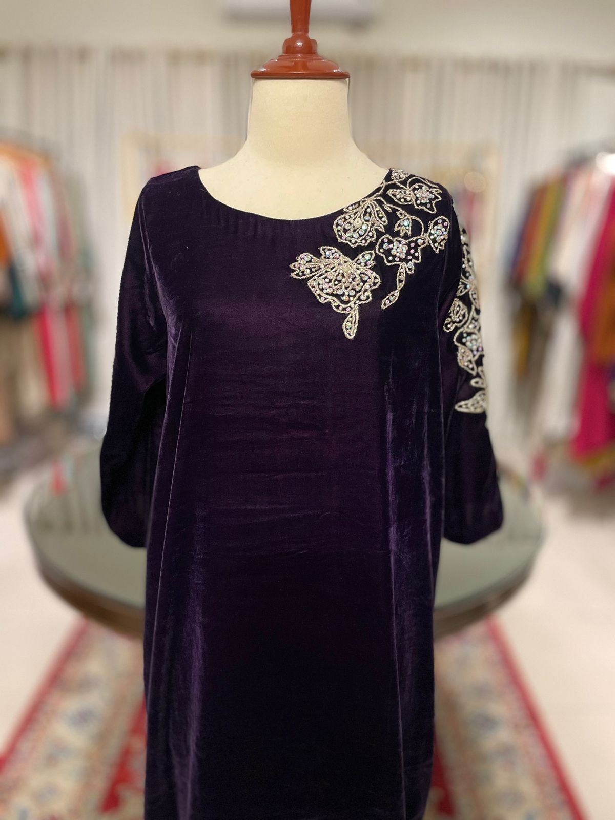 TS25-LP03 VIOLET VELVET KAFTAN