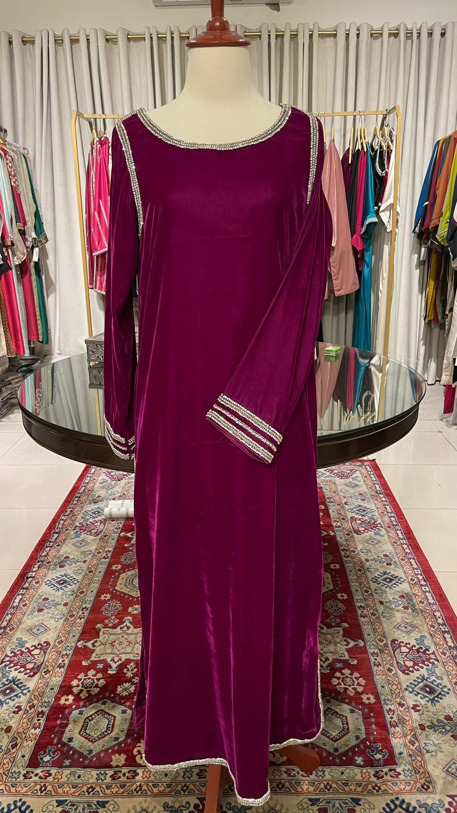 TS25-LP08 FUCHSIA VELVET SHIRT & PANTS