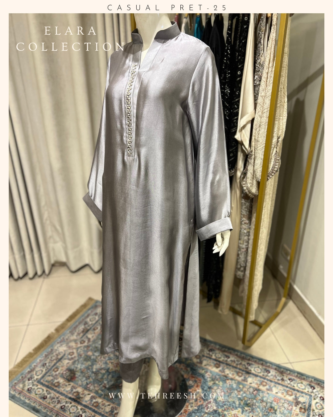CP21-25 GLITZ- TISSUE SILK SHIRT WITH PANTS