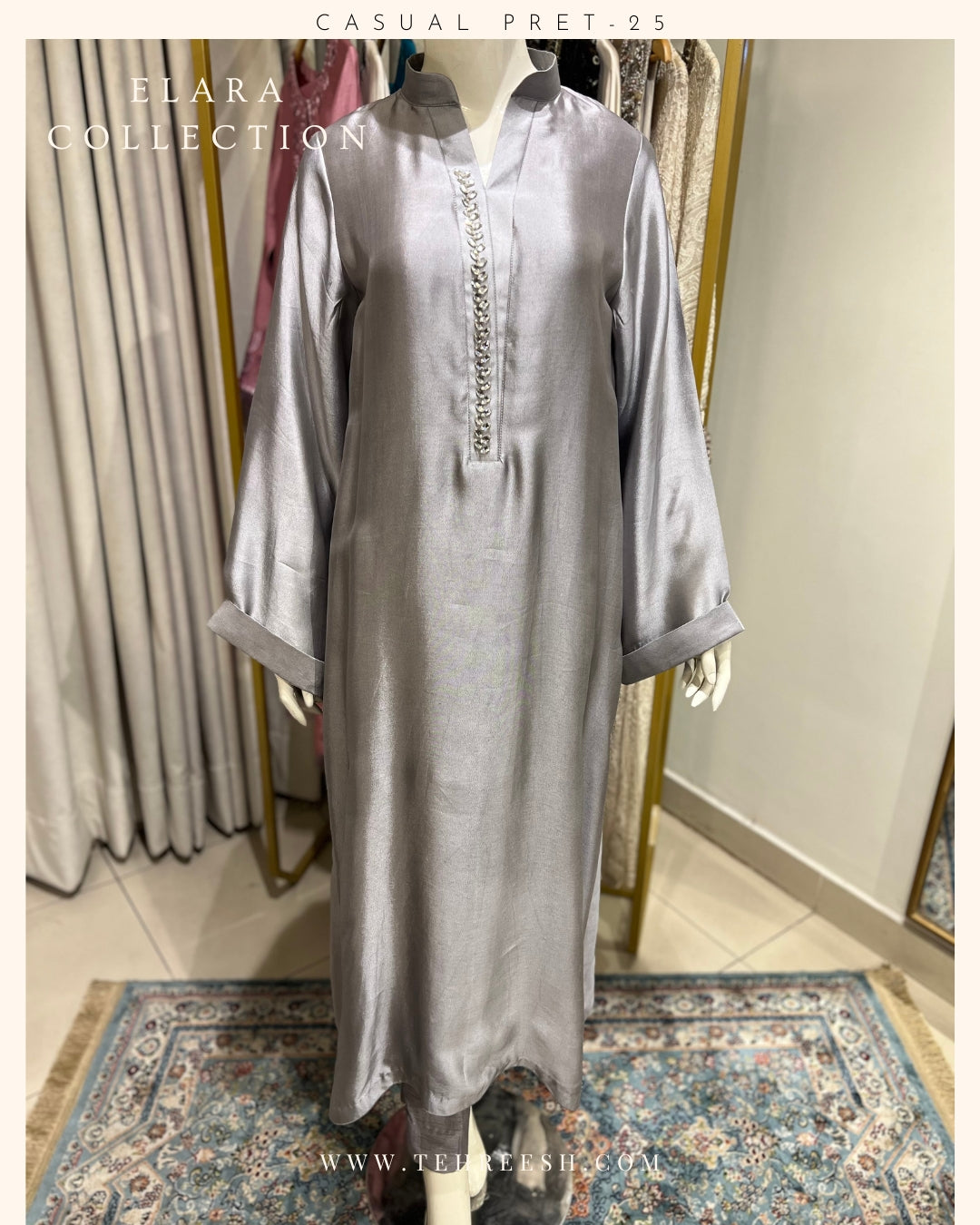 CP21-25 GLITZ- TISSUE SILK SHIRT WITH PANTS
