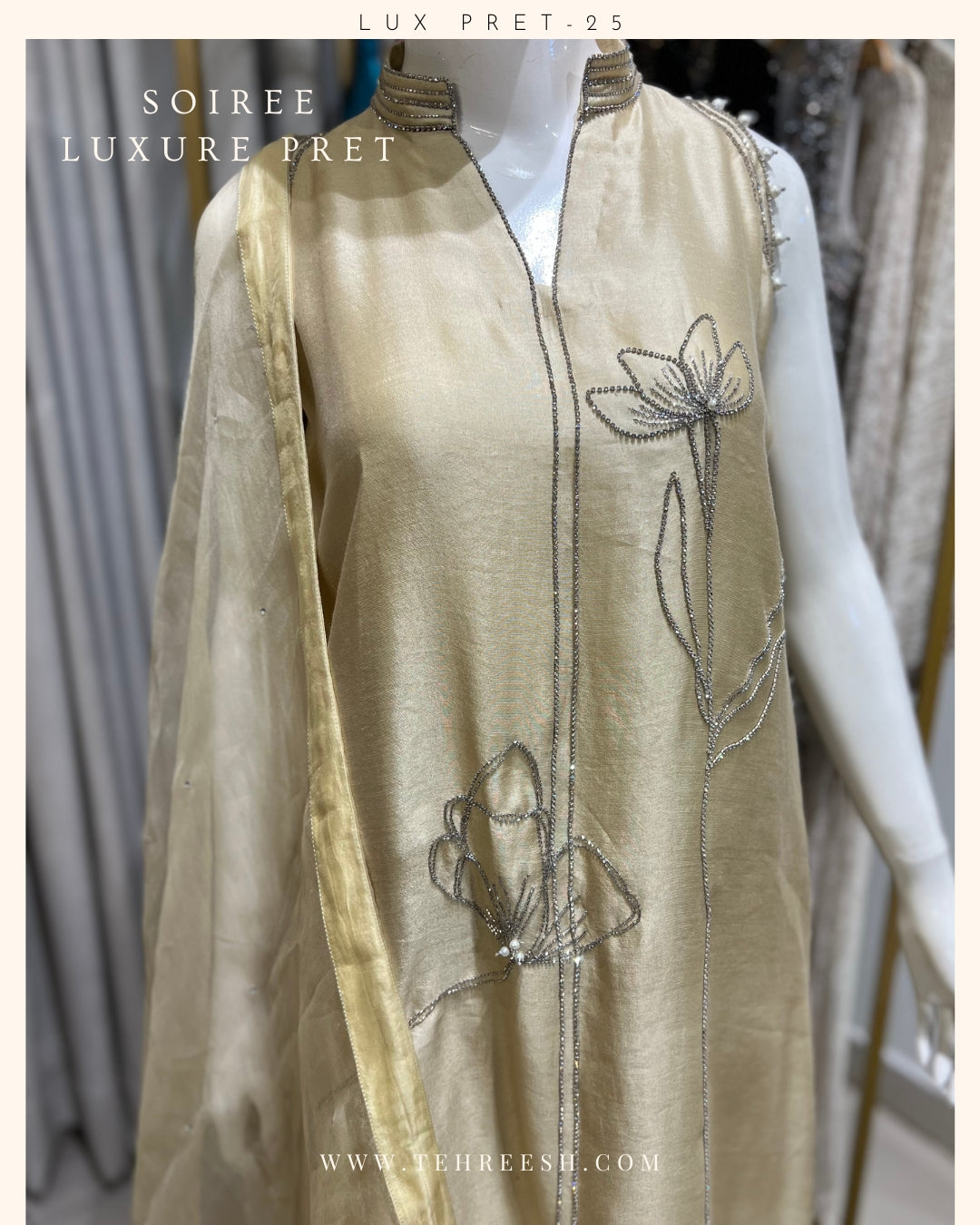 LP01-25 LEON Hand Embellished Short Silk Shirt with Pants