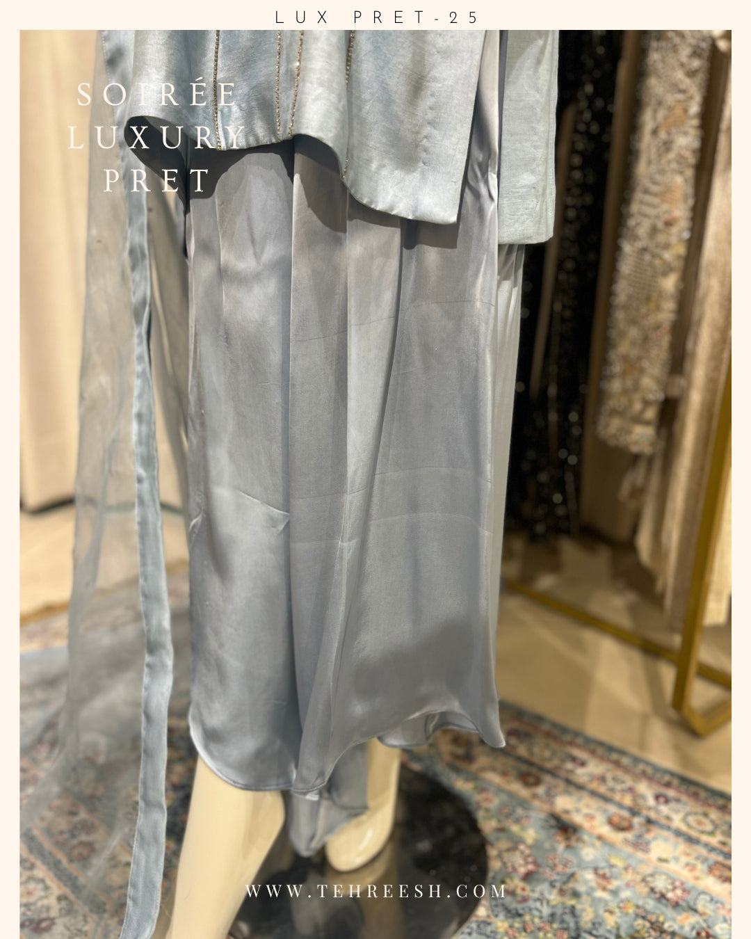 LP02-25 BERRY Hand Embellished Short Silk Shirt with Pants