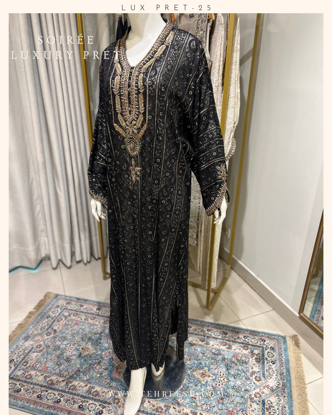 LP11-25 BLACK CHIKANKARI KAFTAN