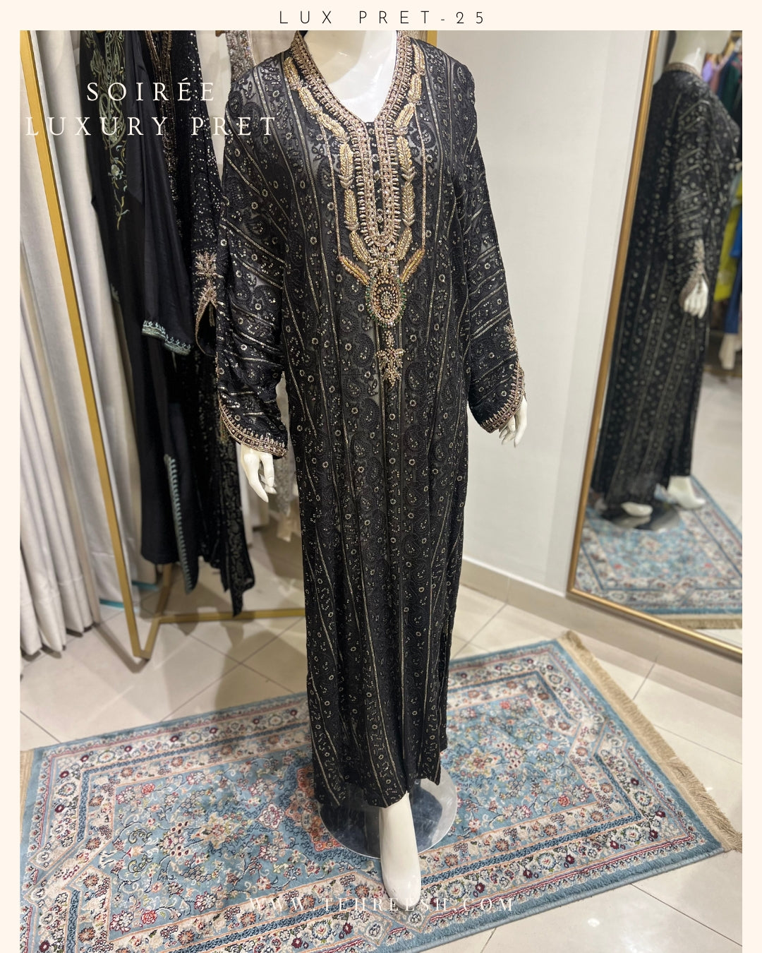 LP11-25 BLACK CHIKANKARI KAFTAN