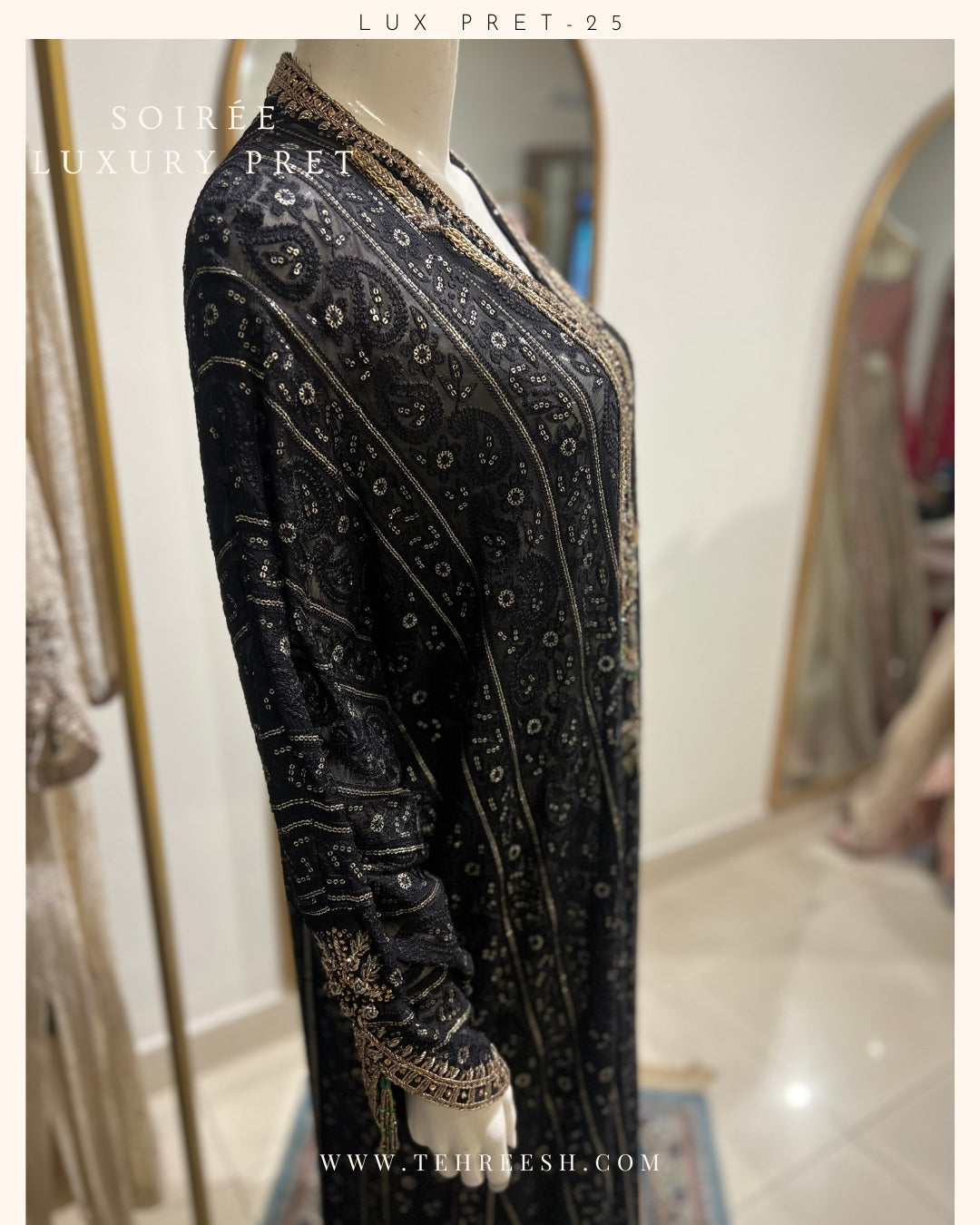 LP11-25 BLACK CHIKANKARI KAFTAN