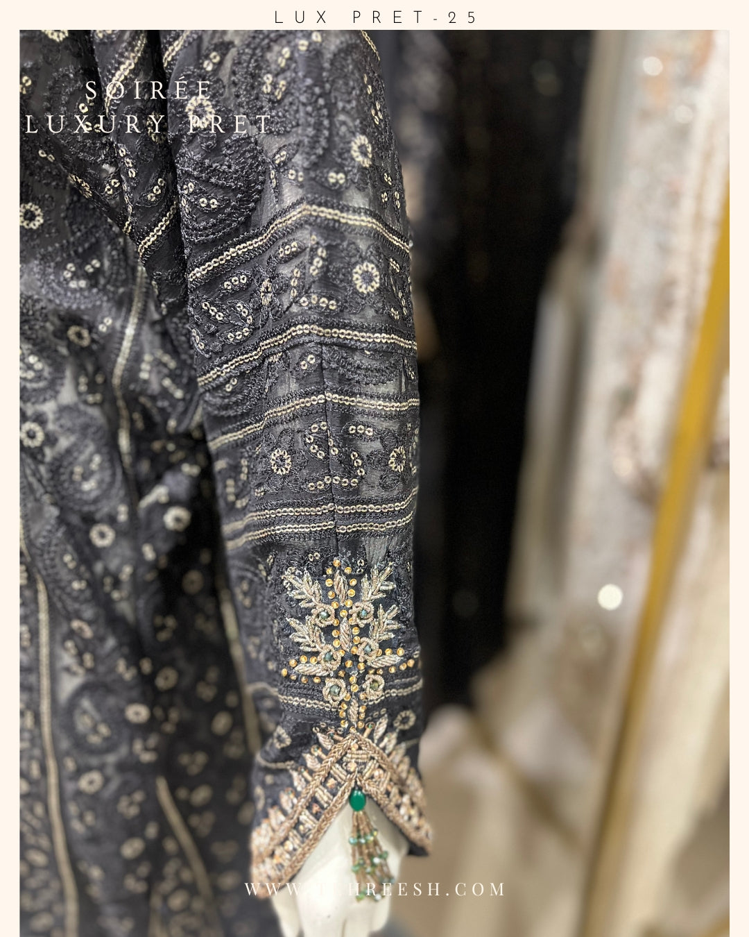 LP11-25 BLACK CHIKANKARI KAFTAN