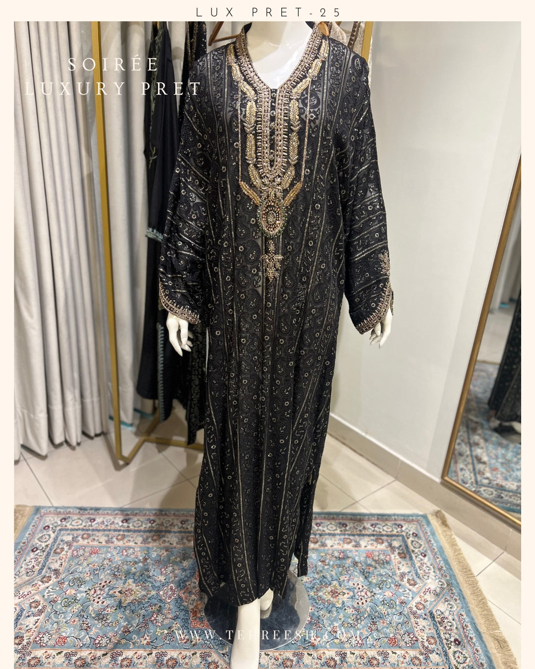 LP11-25 BLACK CHIKANKARI KAFTAN
