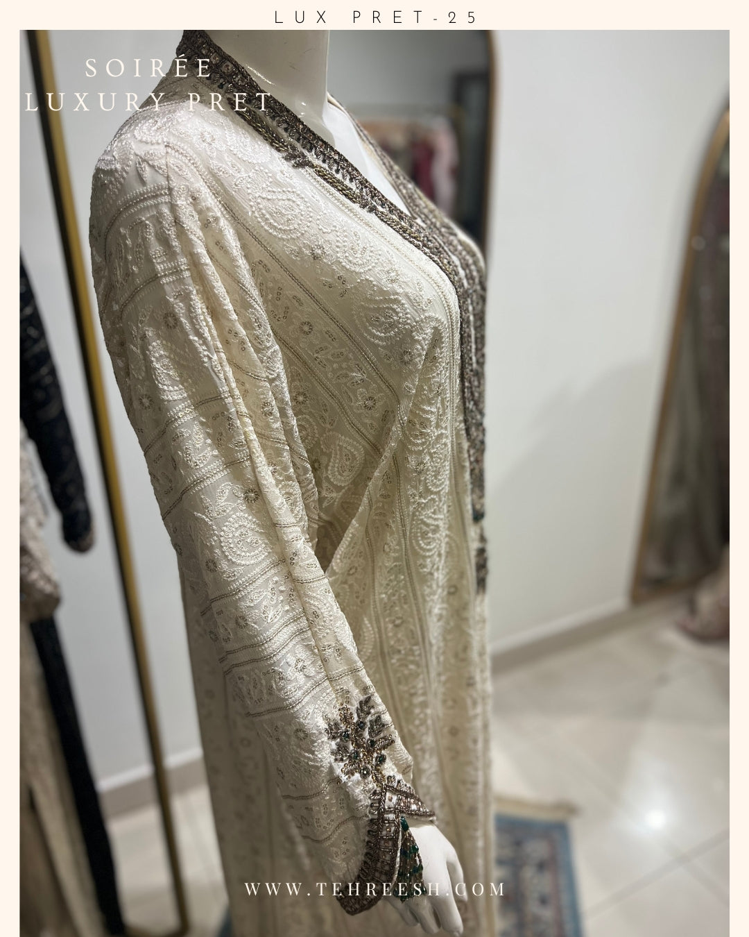 LP10-25 IVORY CHIKANKARI KAFTAN