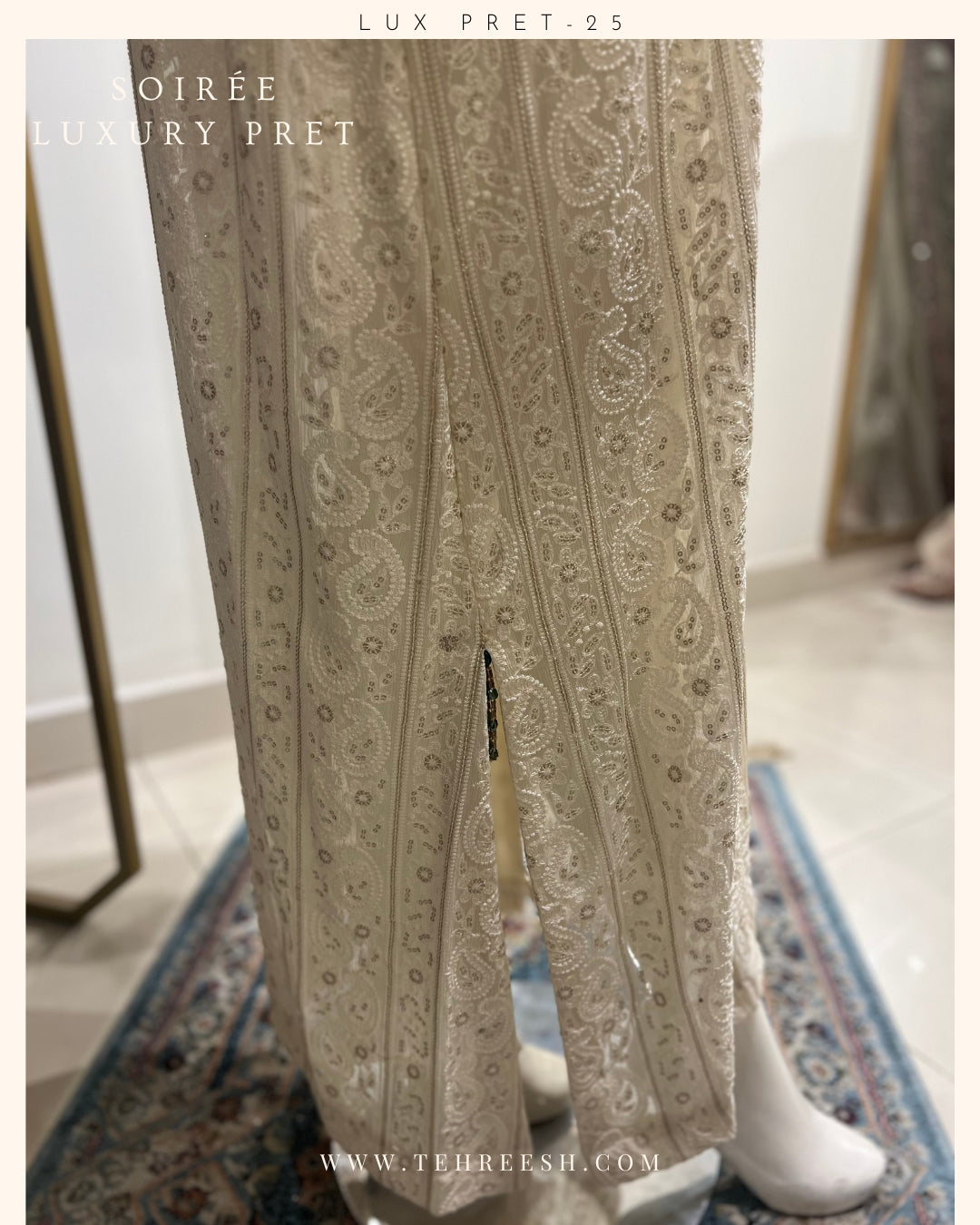 LP10-25 IVORY CHIKANKARI KAFTAN