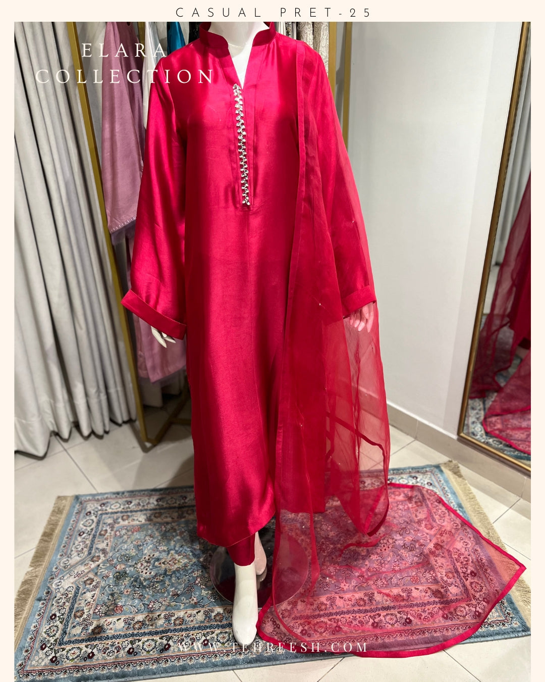 CP20-25 FUSSIA- TISSUE SILK SHIRT WITH PANTS