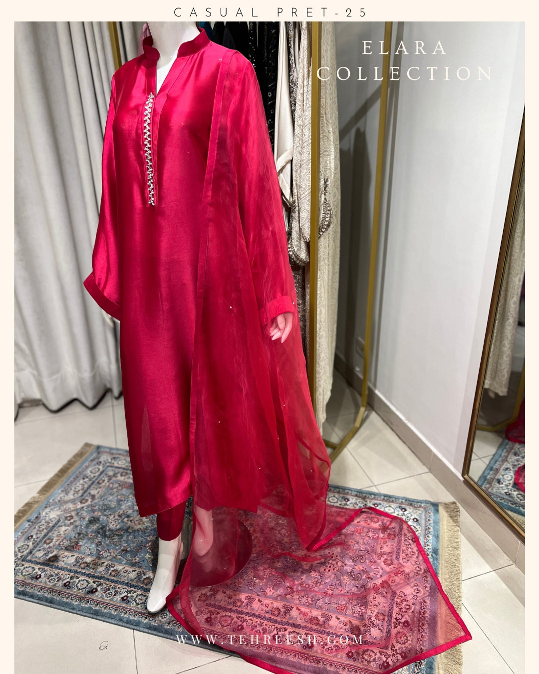 CP20-25 FUSSIA- TISSUE SILK SHIRT WITH PANTS