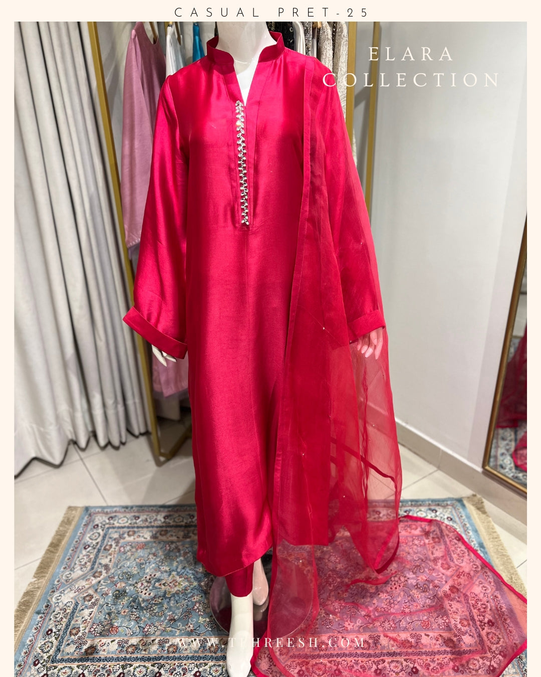 CP20-25 FUSSIA- TISSUE SILK SHIRT WITH PANTS