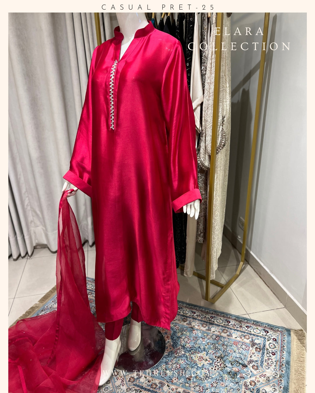 CP20-25 FUSSIA- TISSUE SILK SHIRT WITH PANTS
