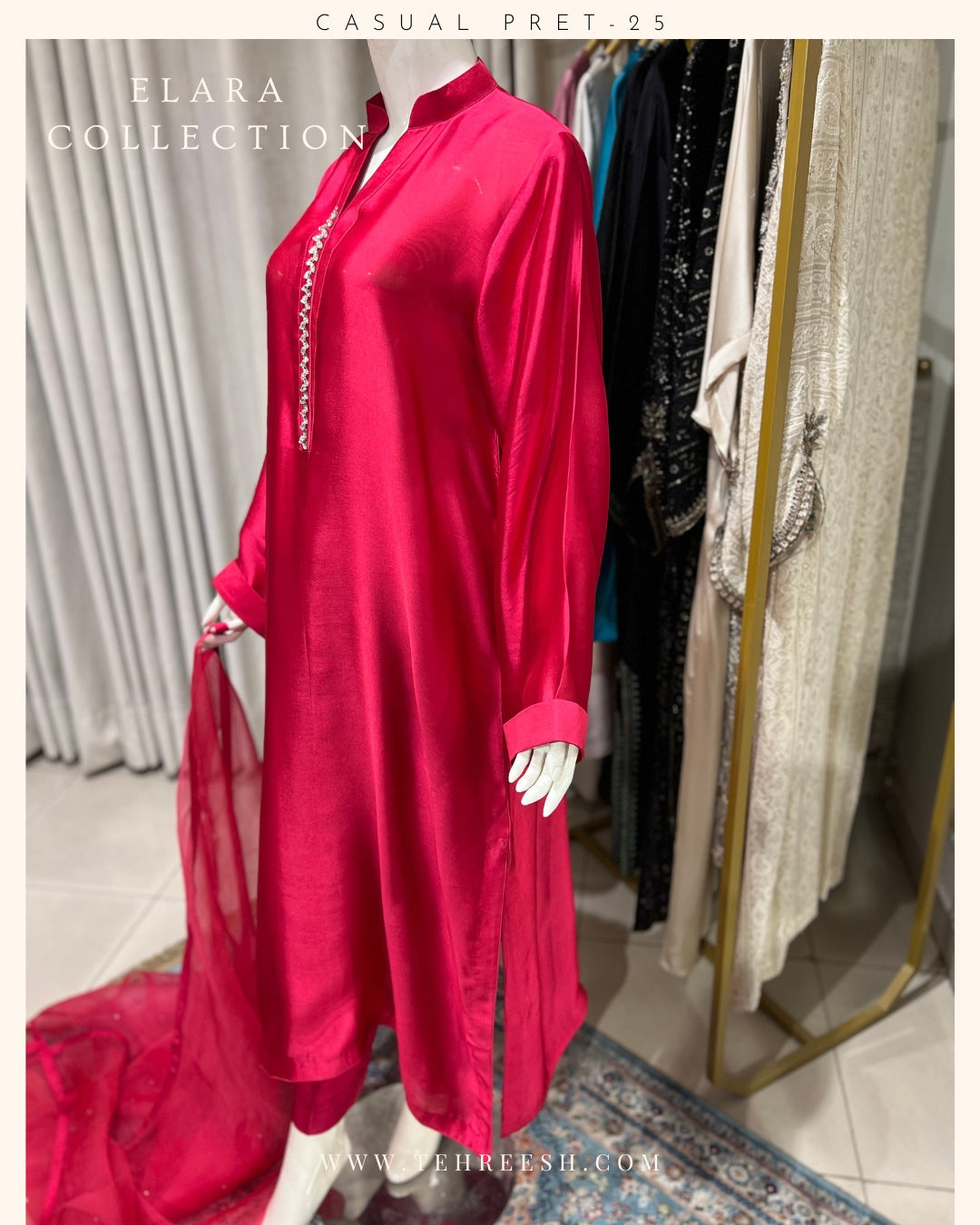 CP20-25 FUSSIA- TISSUE SILK SHIRT WITH PANTS
