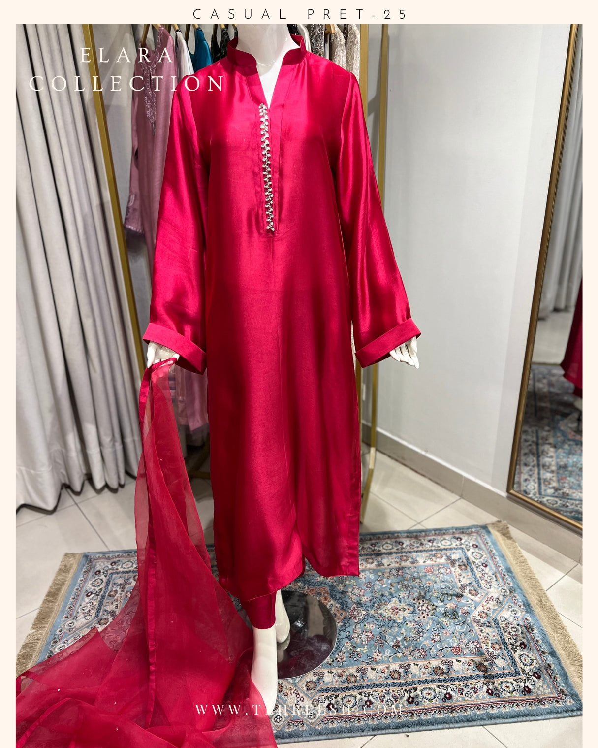 CP20-25 FUSSIA- TISSUE SILK SHIRT WITH PANTS