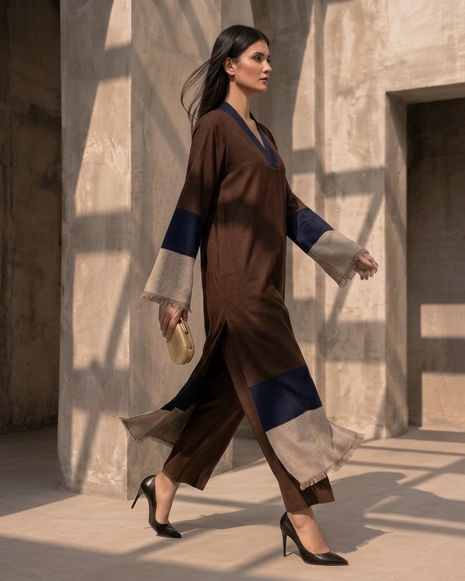 TS26-W90 COLOR BLOCK PASHMINA SHIRT