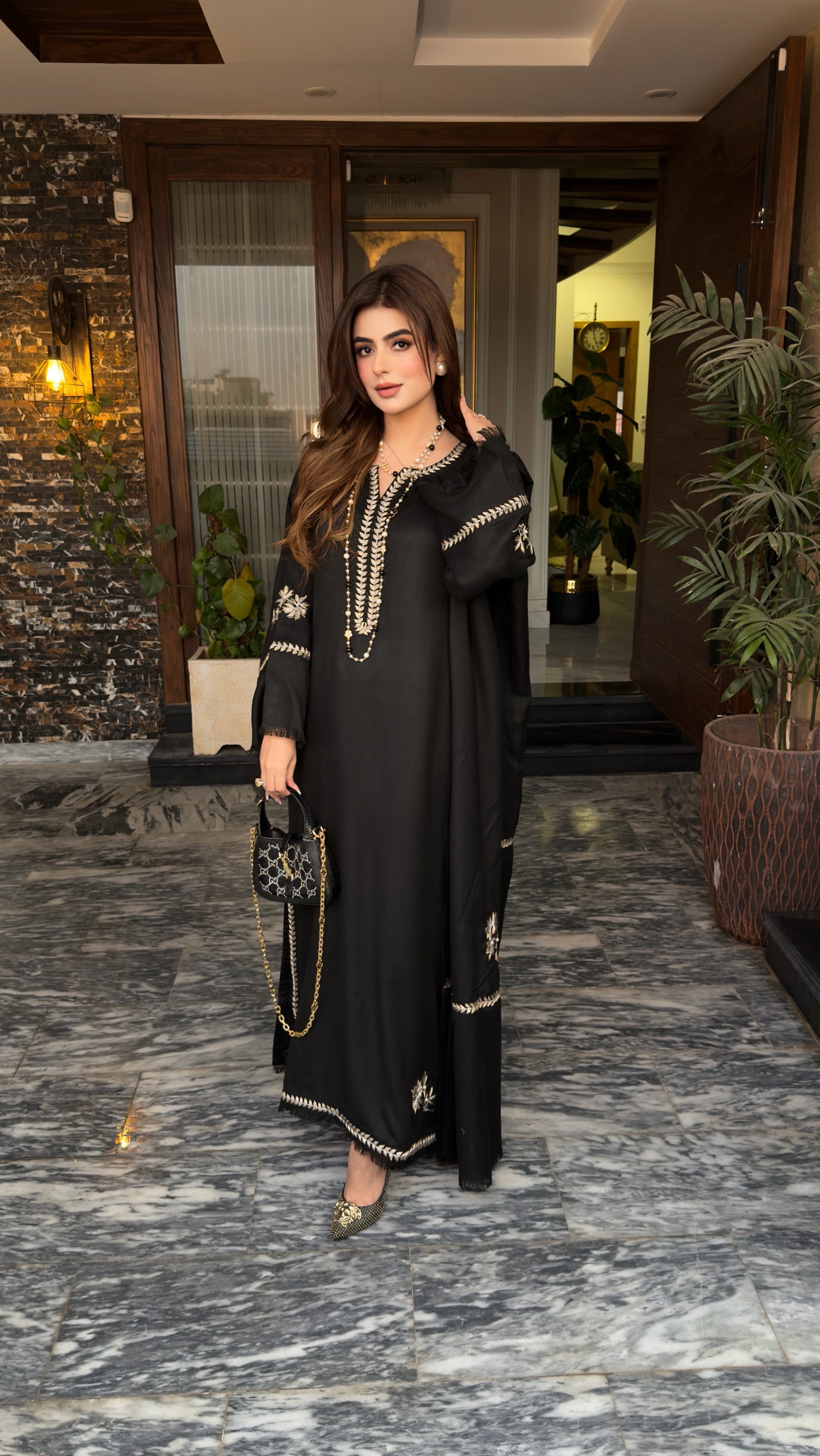 TS25-W81 PASHMINA TILA EMBROIDERED KAFTAN