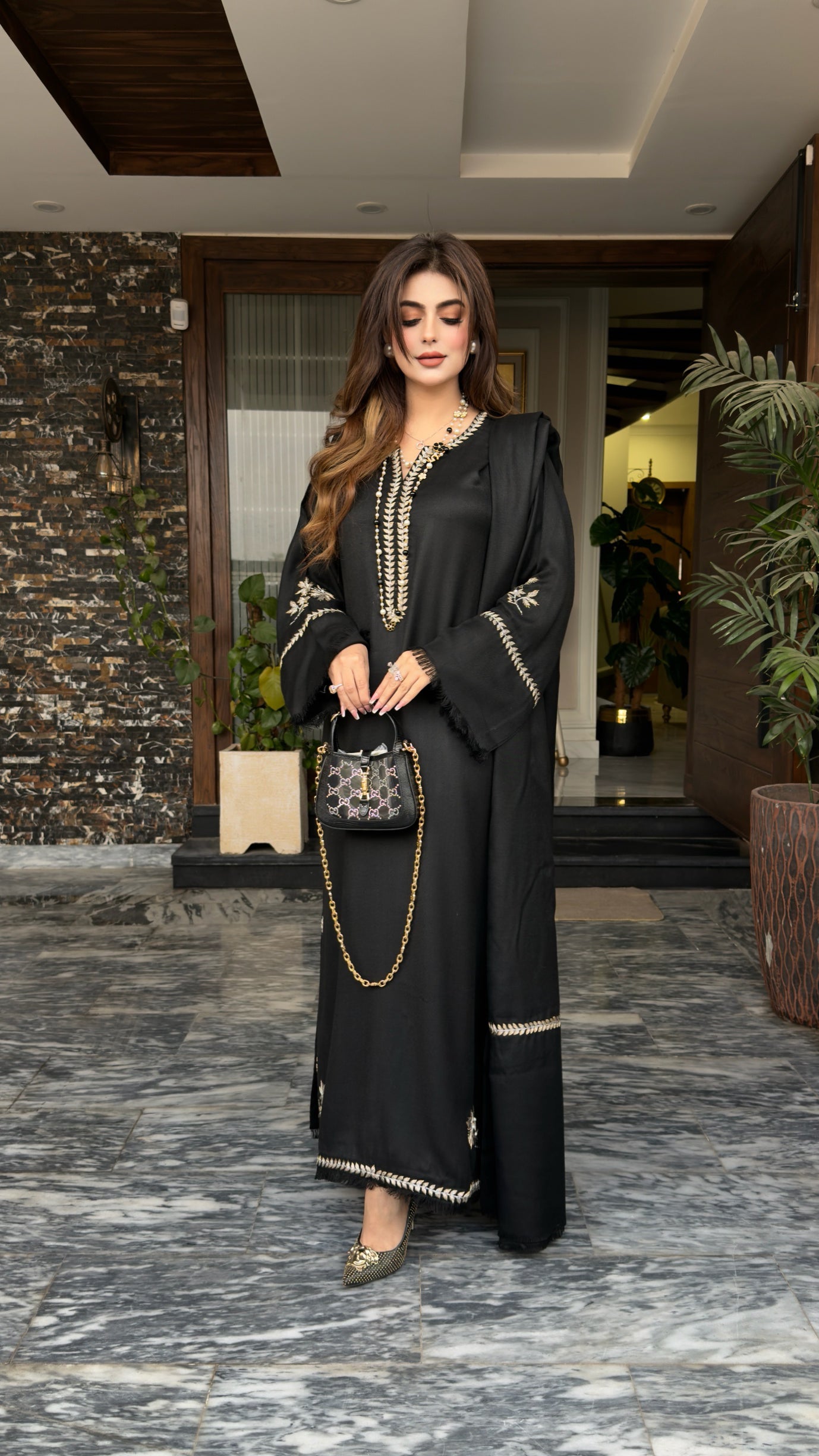 TS25-W81 PASHMINA TILA EMBROIDERED KAFTAN