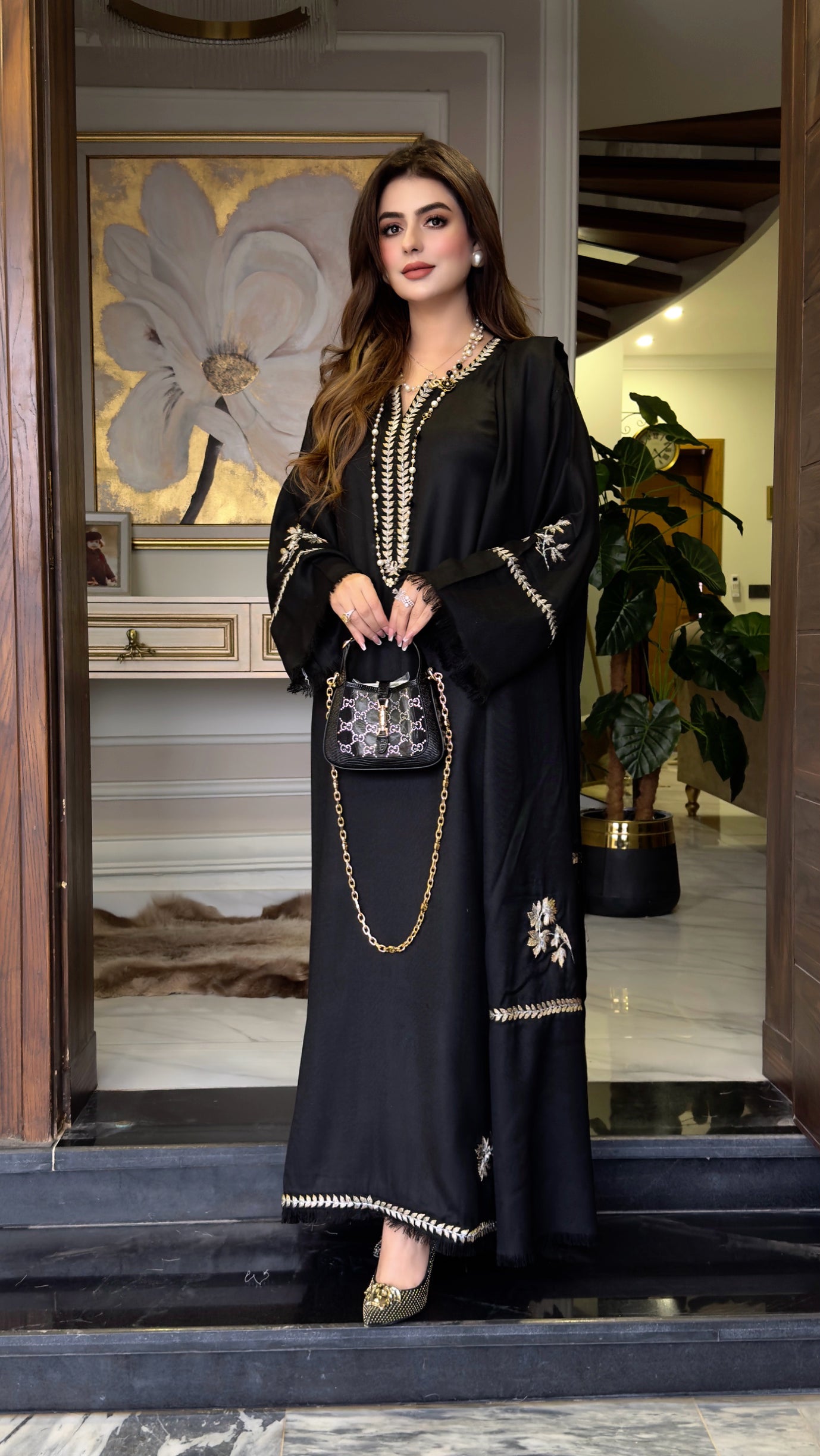 TS25-W81 PASHMINA TILA EMBROIDERED KAFTAN