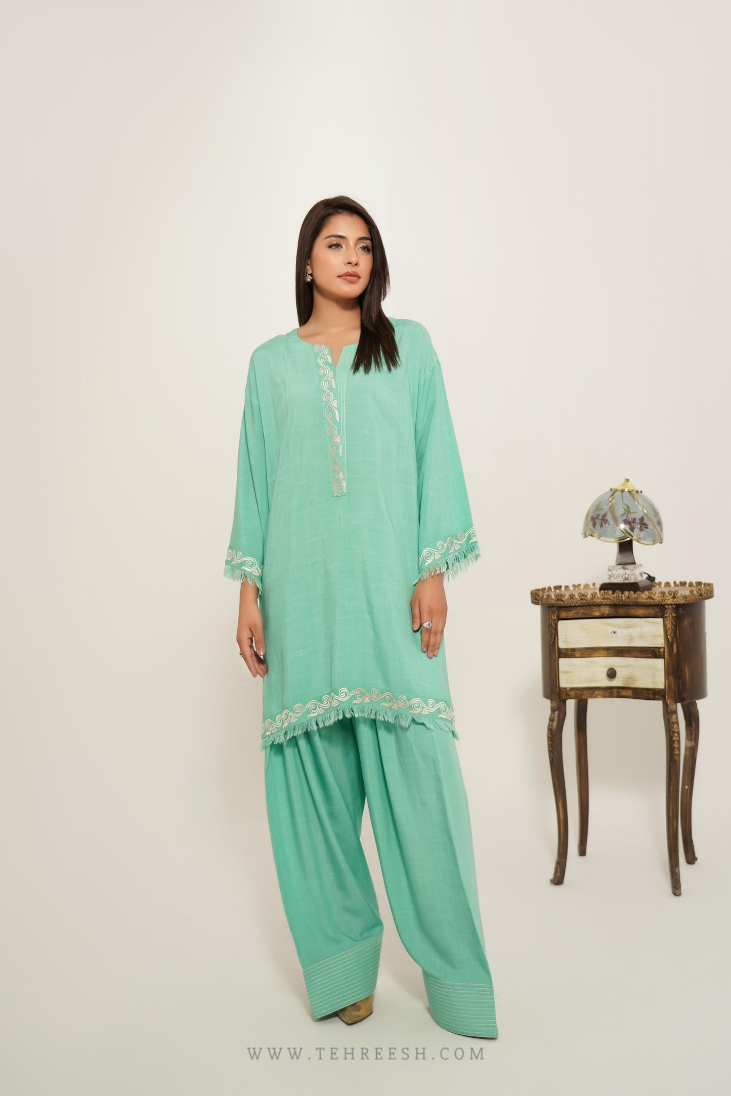 TS25-SP14 ELVA CO-ORD SET Short Shirt & Farshi Shalwar