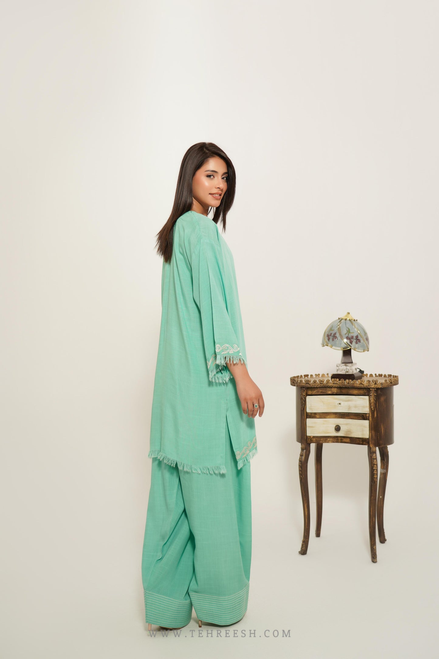 TS25-SP14 ELVA CO-ORD SET Short Shirt & Farshi Shalwar