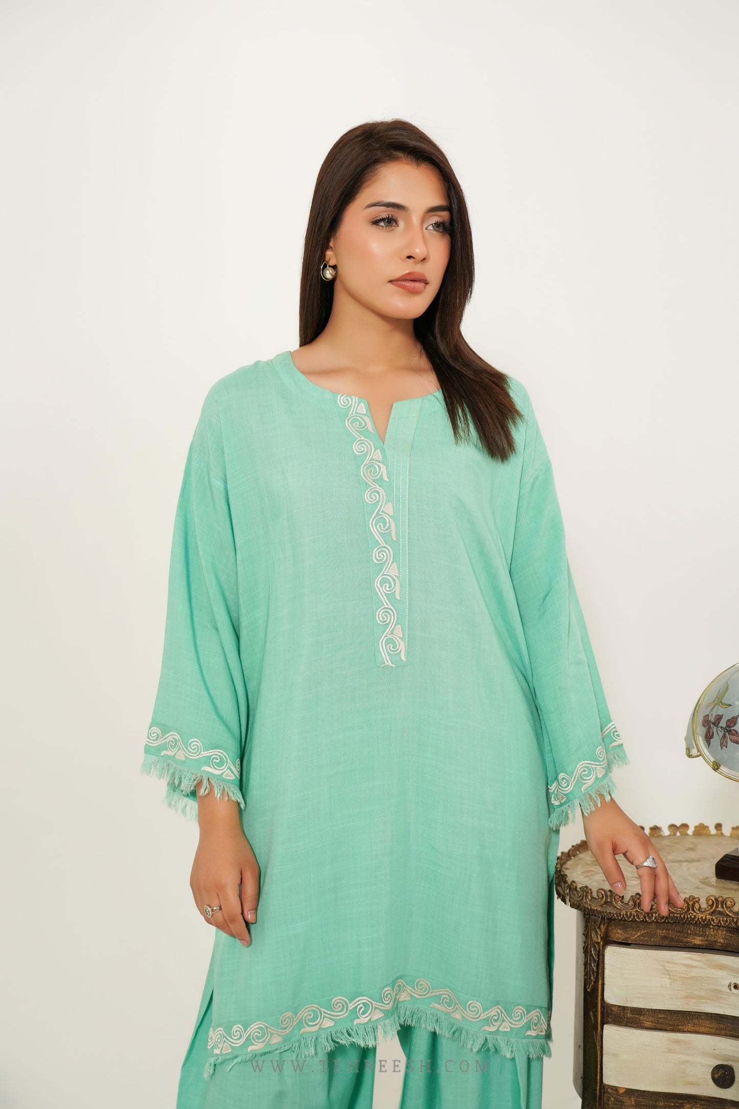 TS25-SP14 ELVA CO-ORD SET Short Shirt & Farshi Shalwar