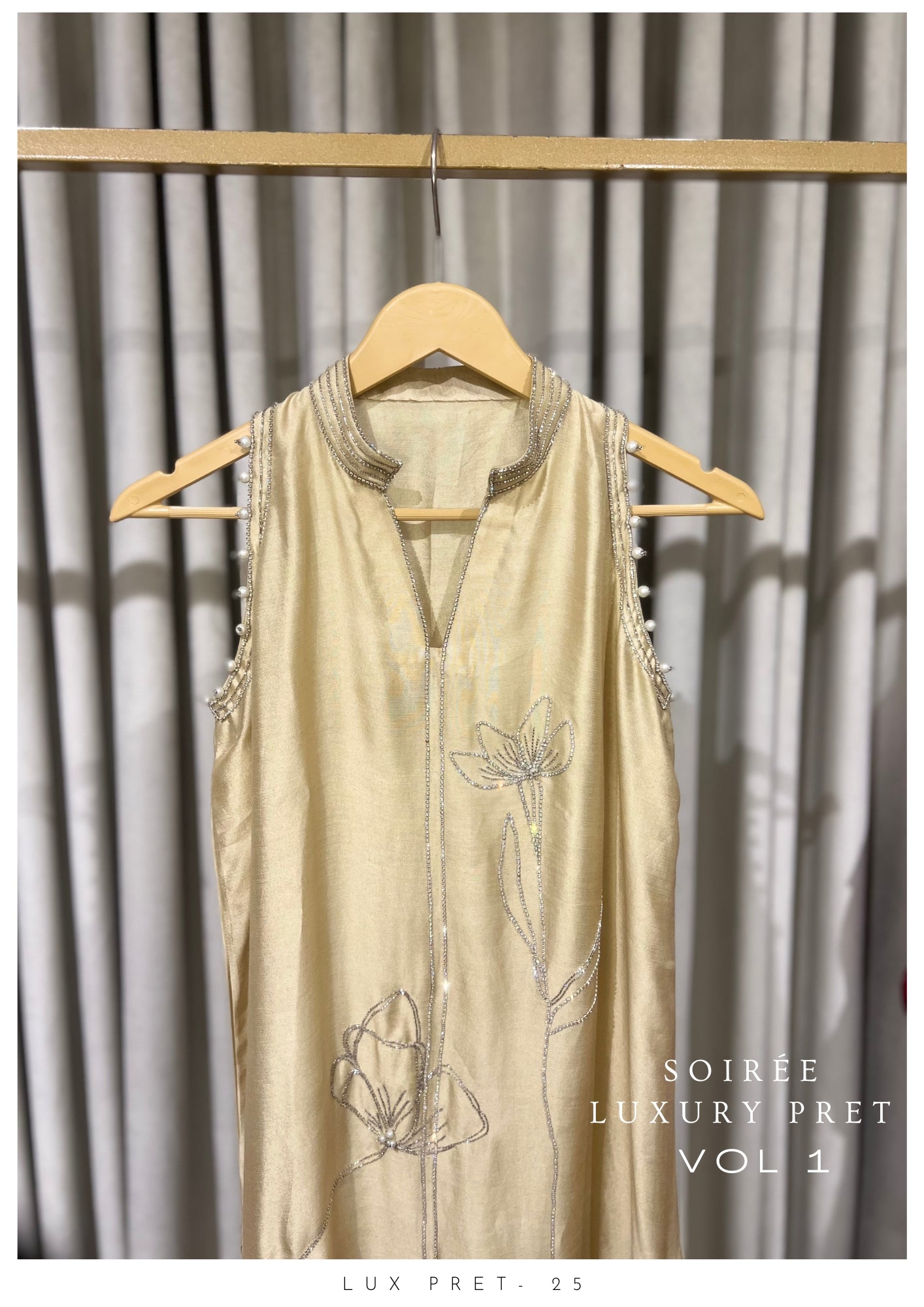 LP01-25 LEON Hand Embellished Short Silk Shirt with Pants