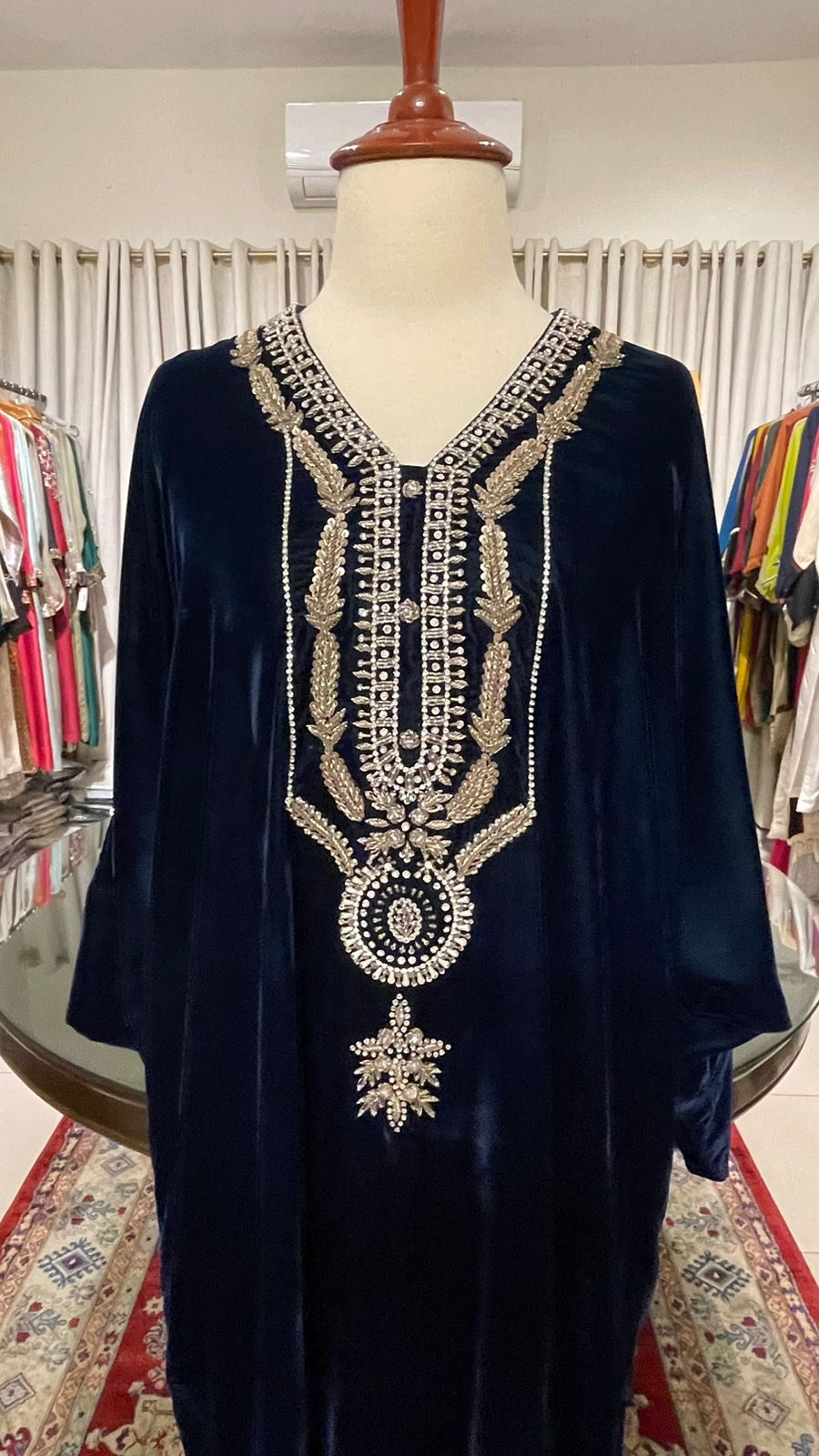 TS25-LP02 TEAL Velvet Kaftan