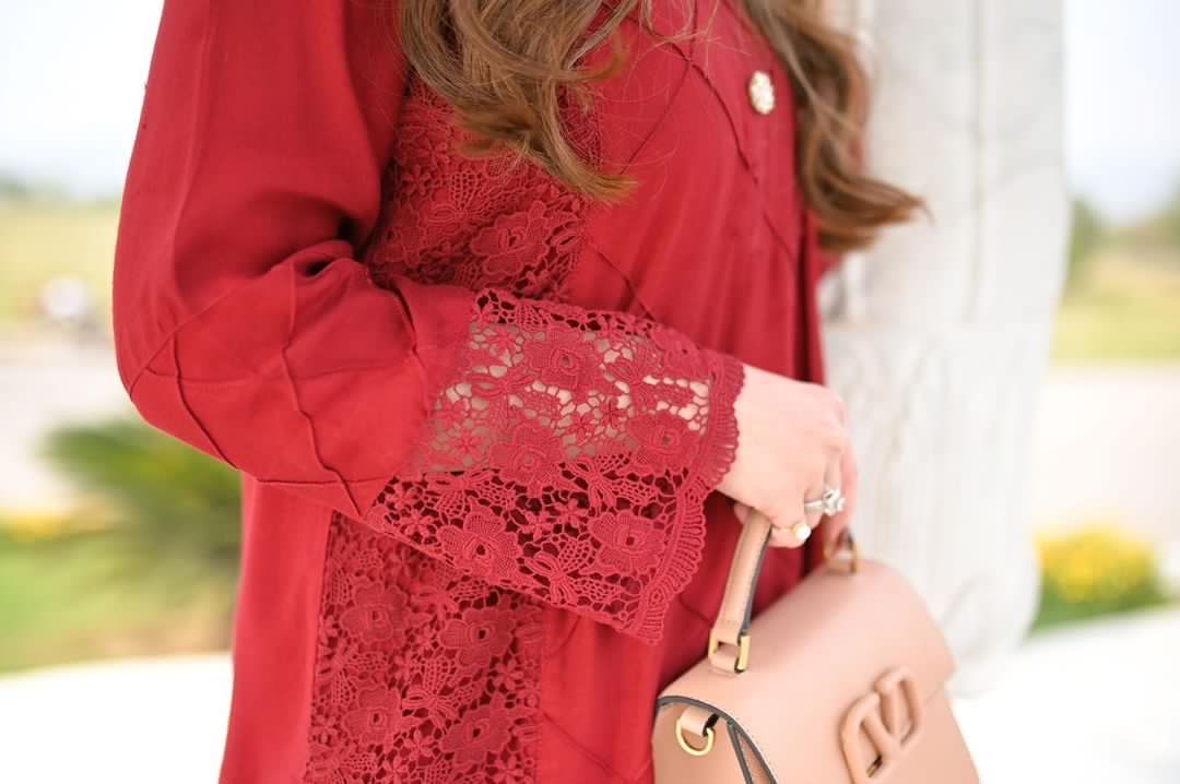 TS23-01 MAROON PLEATED COTTON NET