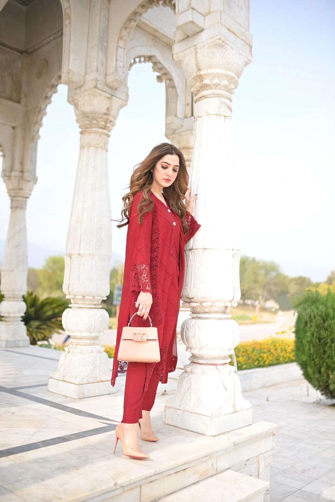 TS23-01 MAROON PLEATED COTTON NET