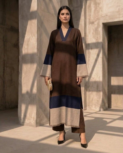 TS26-W90 COLOR BLOCK PASHMINA SHIRT