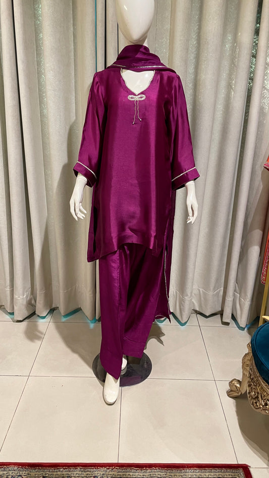 CP24-25  CARMINE- TISSUE SILK SHIRT WITH SHALWAR