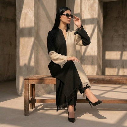 TS26-W89 COLOR BLOCK PASHMINA SHIRT