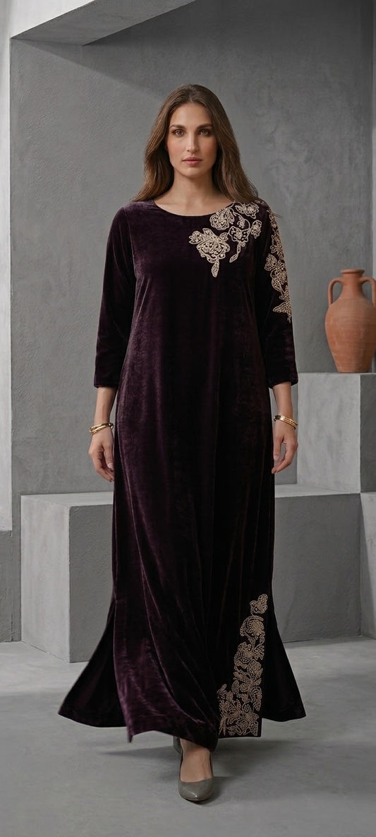 TS25-LP03 VIOLET VELVET KAFTAN