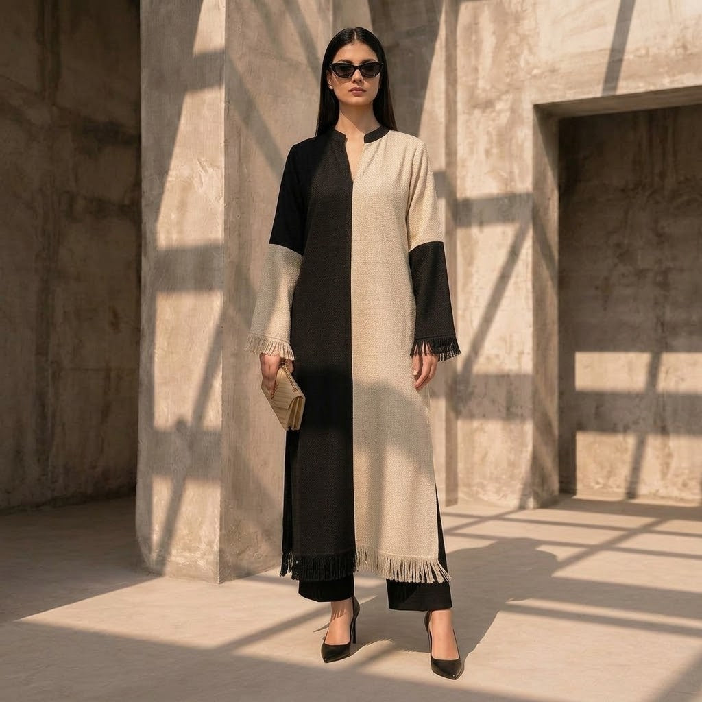 TS26-W89 COLOR BLOCK PASHMINA SHIRT