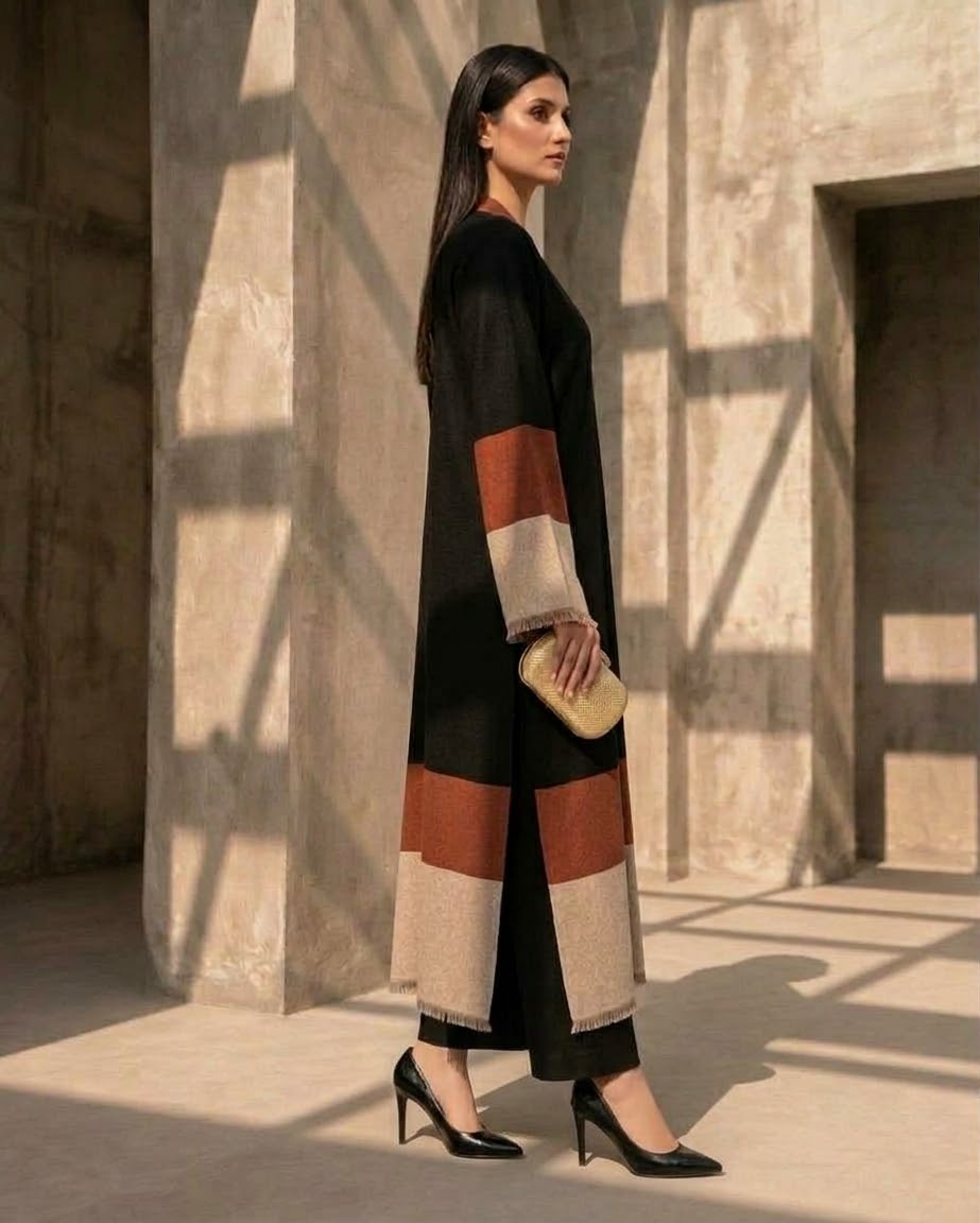 TS26-W88 PASHMINA COLOR BLOCK SHIRT