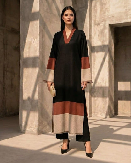TS26-W88 PASHMINA COLOR BLOCK SHIRT