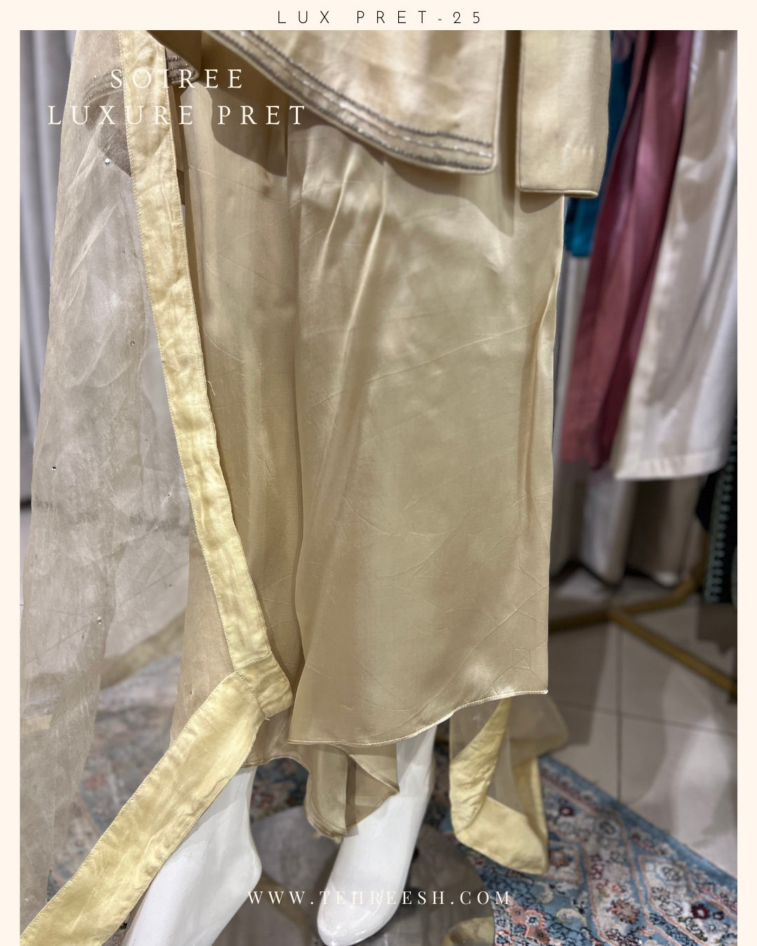 LP01-25  LEON Hand Embellished Short Silk Shirt with Pants