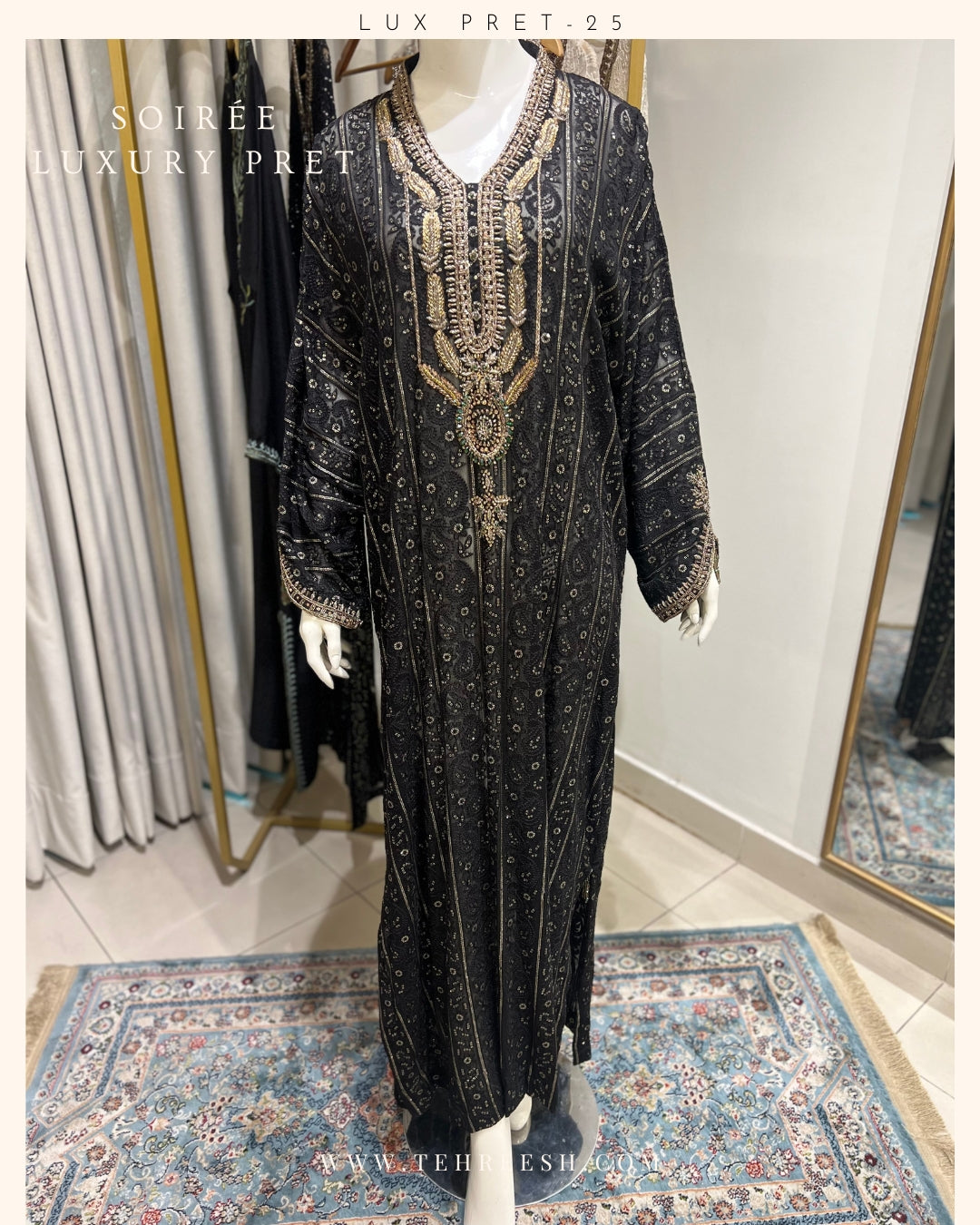 LP11-25  BLACK CHIKANKARI KAFTAN