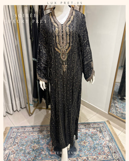 LP11-25  BLACK CHIKANKARI KAFTAN