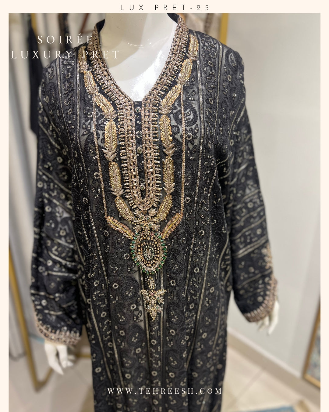 LP11-25  BLACK CHIKANKARI KAFTAN