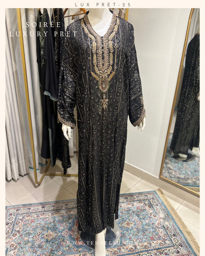 LP11-25  BLACK CHIKANKARI KAFTAN