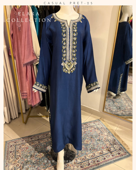 CP27-25 AZURE- KHADDI SILK KAFTAN