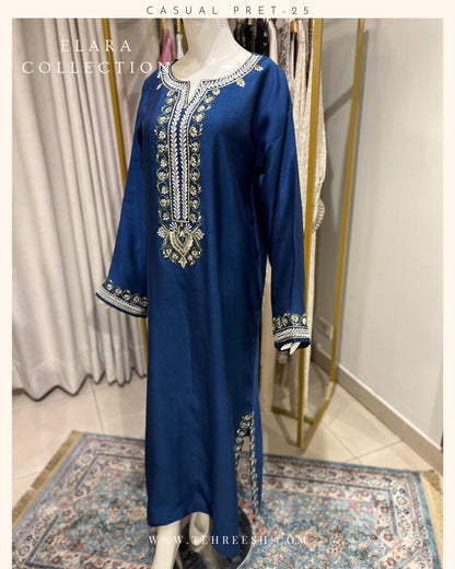 CP27-25 AZURE- KHADDI SILK KAFTAN