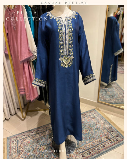 CP27-25 AZURE- KHADDI SILK KAFTAN