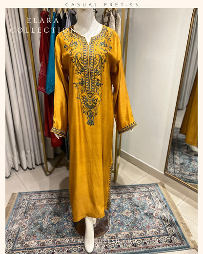 CP28-25 CARAMEL- KHADDI SILK KAFTAN