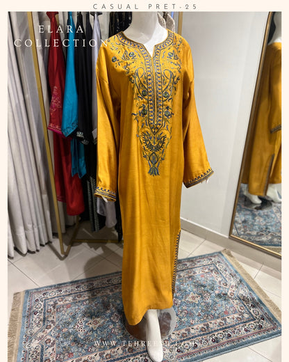 CP28-25 CARAMEL- KHADDI SILK KAFTAN