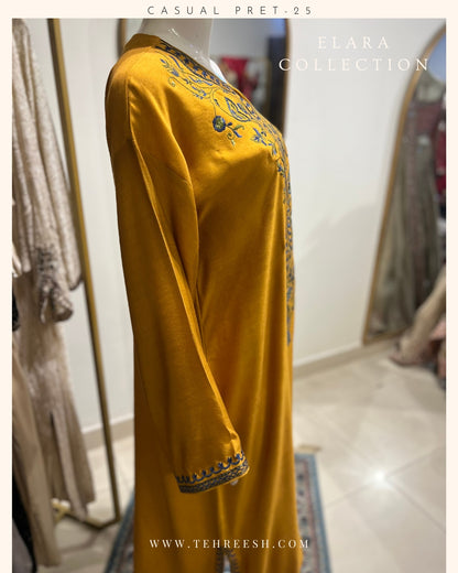 CP28-25 CARAMEL- KHADDI SILK KAFTAN