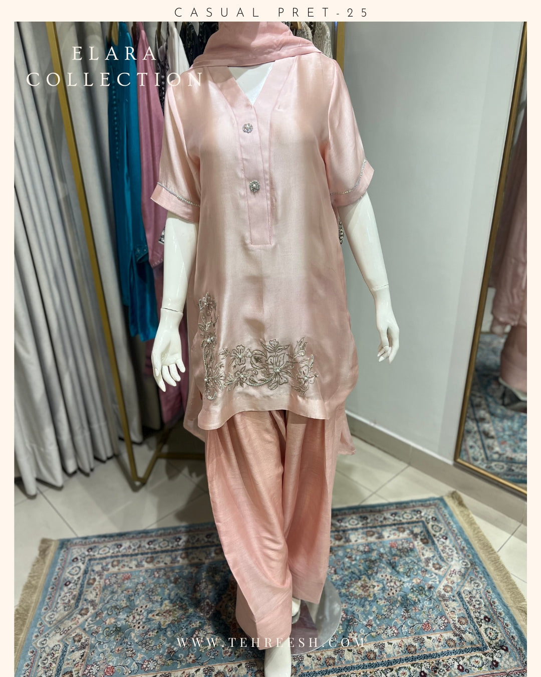 CP30-25 ROSE BLUSH-TISSUE SILK SHIRT WITH PANTS