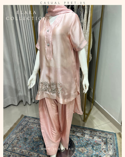 CP30-25 ROSE BLUSH-TISSUE SILK SHIRT WITH PANTS